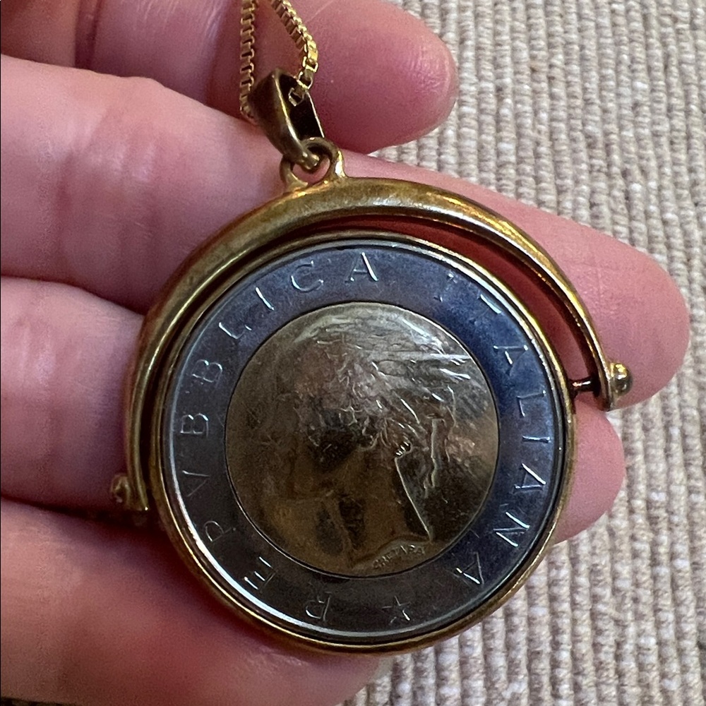 Yellow 14k plated Gold Money Coin Pendant Necklace Collection 18 inch - Picture 4 of 8